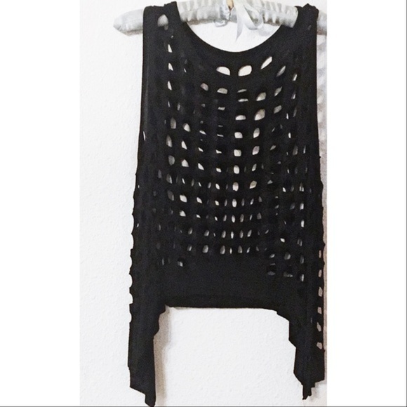 Distressed asymmetrical sided tank top - Picture 2 of 5